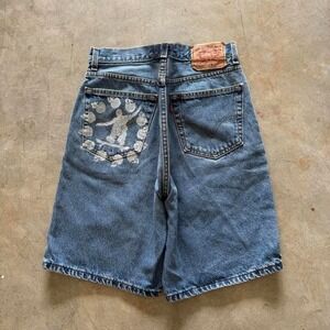 Baggy Levi's 505 Jorts Denim Jean Long Shorts VTG Y2K - 36